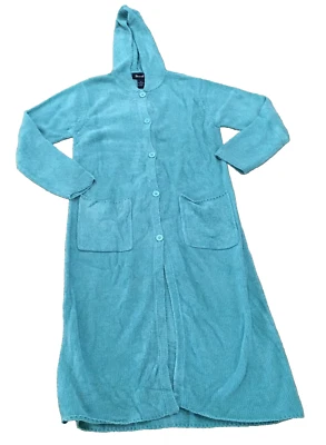 Plumero con capucha de chenilla Denim & Co para mujer talla M azul bolsillos con botones manga larga nuevo con etiquetas Foto 1 de 4