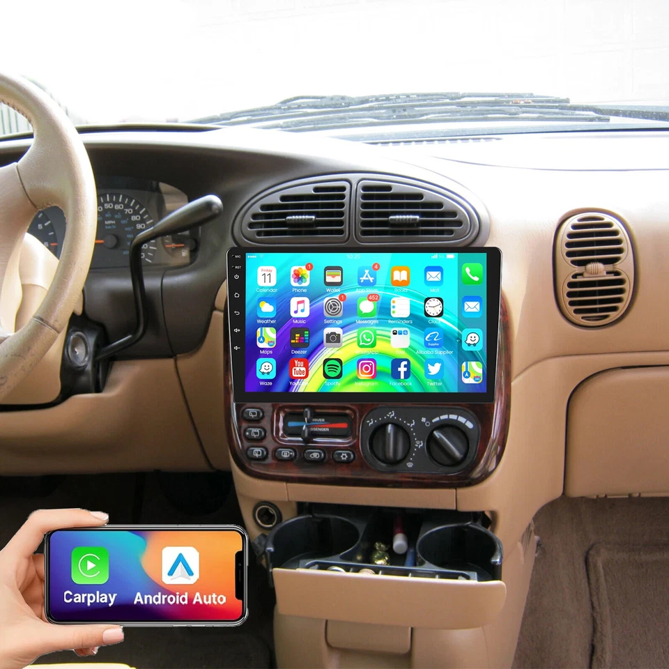 For 1990-2000 Chrysler Town & Country 9'' Carplay Car Radio Stereo GPS NAV FM - Image 1 of 4