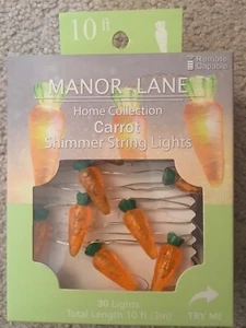 Manor Lane 30 Carrot Shimmer String Flexible 10 Ft Built-in Timer String Lights - Picture 1 of 2