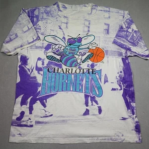 Vintage Charlotte Hornets Shirt Mens XL NBA Basketball All Over Print 90s - Picture 1 of 10