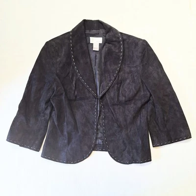 Vintage Spiegel Black Luxury Suede Leather Jacket Women's Size 8 Small - Image 1 of 4