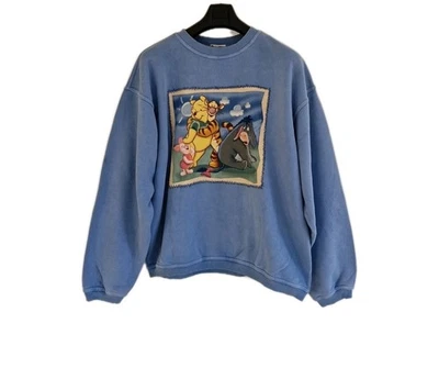 Sudadera De Colección Winnie The Pooh Hombres Grande Azul Walt Disney World Cuello Redondo Años 90 Foto 1 de 4