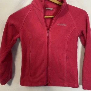 Columbia Girls Warm Fleece Full Zip Solid Pink Sweater Jacket Youth Small - Picture 1 of 11