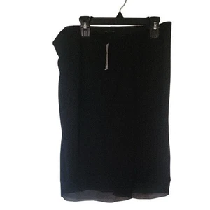 ANN KLEIN Black Pencil Skirt Knee-length Asymmetrical Elastic Waist Ruched Front - Picture 1 of 10