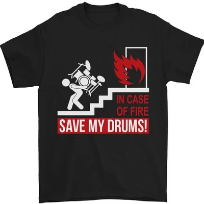 Emergenza Batteria Batterista Drumming T-Shirt 100% Cotone - Immagine 1 di 4