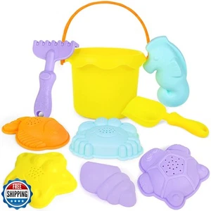 3 otters Beach Toys Set, Baby Beach Toys Beach Shovels RakesTool Kit Sand Buc - Picture 1 of 5
