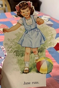 VTG Graphic “Meet Jane" Jane Runs Cutout Paper Doll Developmental Reading Series - Picture 1 of 7