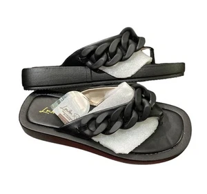 NEW London Rag Zing Chain Black Sandals Shoes - Size 8 - Picture 1 of 3