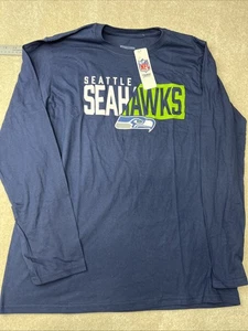 T-shirt bleu marine manches longues NFL Team Apparel Seattle Seahawks taille L neuf. St33 - Photo 1 sur 6