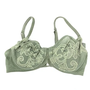 VTG 99' Victoria's Secret Women's 34D Mesh Padded Bra Paisley Embroidered Green  - Picture 1 of 8
