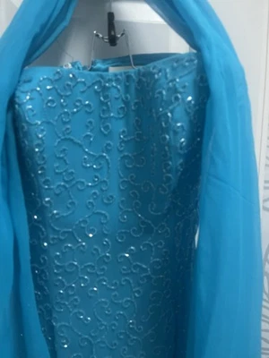 Strapless Beaded Gown With Chiffon Scarf - Image 1 of 4