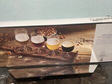 LenoxBeer/wine Tasting Set. 4-10oz Glasses &paddle Board.Tuscany Eat,drink,