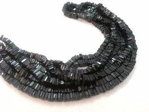 Cuentas sueltas cuadradas de espinela negra natural de 1 hilo corte liso de 5-6 mm de 16" pulgadas - Imagen 1 de 7