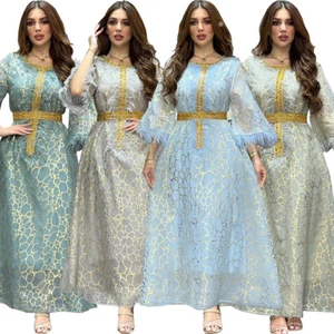 Maxi Vestido Largo Musulmán Abaya Marroquí Mujeres Pavo Caftán Cóctel Fiesta Vestidos - Imagen 1 de 25