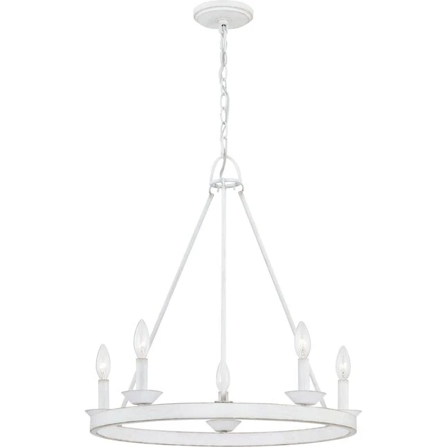 Quoizel Avalina 5 浅白色法国乡村/小屋阻尼评级枝形吊灯 — 第 1/4 张图片