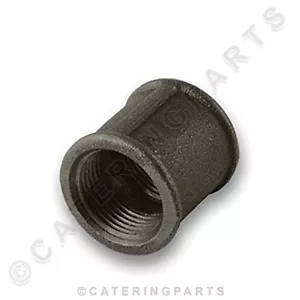 FEMALE IRON SOCKET 1/2" BSP BLACK MALLEABLE PIPE FITTING STRAIGHT GAS CONNECTOR - Picture 1 of 7