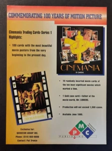 1995 CINEMANIA Trading Cards Serie 1 "Commemorativa 100..." ~ Rivista STAMPA ANNUNCIO - Foto 1 di 1