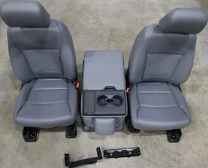 Ford SUPER DUTY Front Bucket Seats Grey VINYL Set w/ JUMP SEAT Replacement OEM - Picture 1 of 14