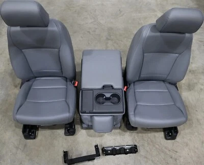 Ford SUPER DUTY Front Bucket Seats Grey VINYL Set w/ JUMP SEAT Replacement OEM - Image 1 of 4