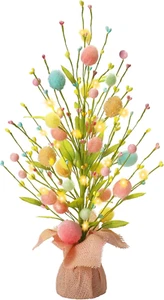 Easter Decorations, Artificial 18 Inch Pre-Lit Easter Egg Tree Tabletop Decor wi - Picture 1 of 12