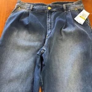 Michael Kors Pleated 90s Style Cali Blue Jeans Beach Womens Size 14 - Picture 1 of 12