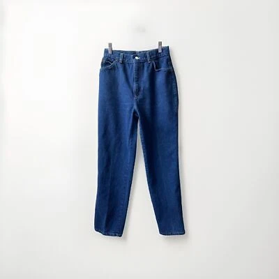 Pantalones de mezclilla rectos vintage elegantes de tiro alto para mamá 12P azul algodón pesado EE. UU. Foto 1 de 4