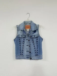 Levi's Blue Denim Vest Heart Arrow Youth Kids Girls Size XS - Picture 1 of 5