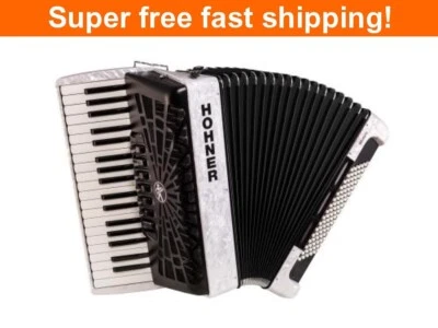 Hohner Bravo III 96 Chromatic Piano Key Accordion - Pearl White -NEW - Image 1 of 3