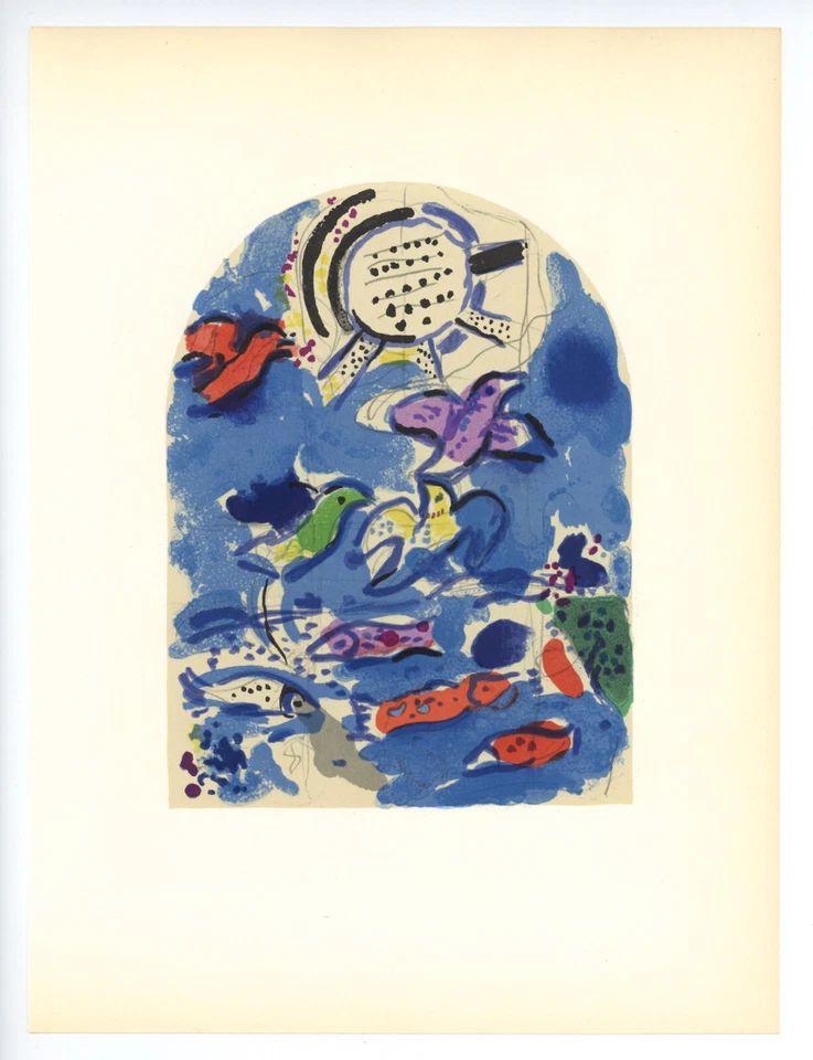 Marc Chagall Jerusalén Ventanas Litografía "Tribu de Rubén" 1962 Foto 1 de 1