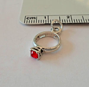 Sterling Silver 18x10mm July Red Birthstone Ring Charm - Picture 1 of 8