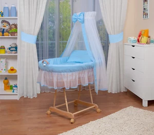 WALDIN Baby Bollerwagen,Stubenwagen,komplett mit Zubehör,XXL NEU !!! Blau/Weiß - Bild 1 von 3