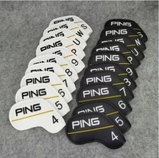 “10PCS” Golf Club Iron 4-9-PWUS Head Cover PING Classic Yellow-Line Magnetic New - Image 1 of 4
