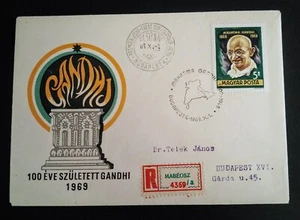 MUY RARO SELLO HÚNGARO “GANDHI” 1969 CUBIERTA “REGISTRADA” DIFÍCIL DE ENCONTRAR - Imagen 1 de 1