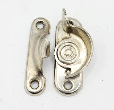 Vintage Chrome Steel Window Sash Locks with Catch Keeper  Salvage Reclaimed Cover