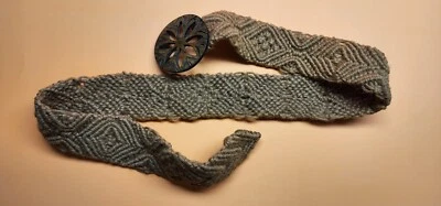 Винтажный тканый ремень ручной работы с резной пряжкой — богемный племенной стиль - Изображение 1 из 4