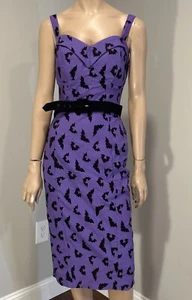 NWT Vixen by Micheline Pitt Maneater Wiggle Dress in Bat Print Purple Halloween - Picture 1 of 9