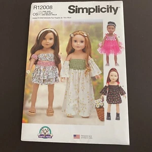 Simplicity Pattern R12008 OS Doll Clothes Dress jumpsuit Skirt One Size Uncut - Picture 1 of 11