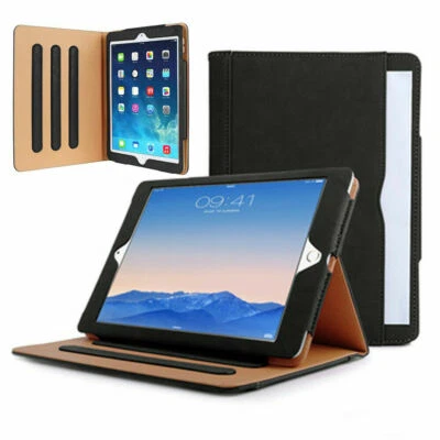  Genuine Leather BLACK TAN Smart Stand Case Cover For Apple ipad 10.2, 10.5, 9.7 - Image 1 of 4