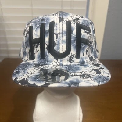 NUEVO CON ETIQUETAS HUF Sombrero Estampado Floral Logo Grande SnapBack Raro Foto 1 de 4
