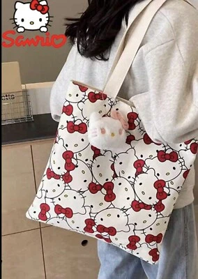 Sanario Cute Hello Kitty Tote Canvas Shoulder Bag Girls Gift  UK — 第 1/3 张图片