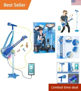 Kids Guitar and Microphone Play Set - Music, Colorful Light & Adjustable Stand - Picture 1 of 9