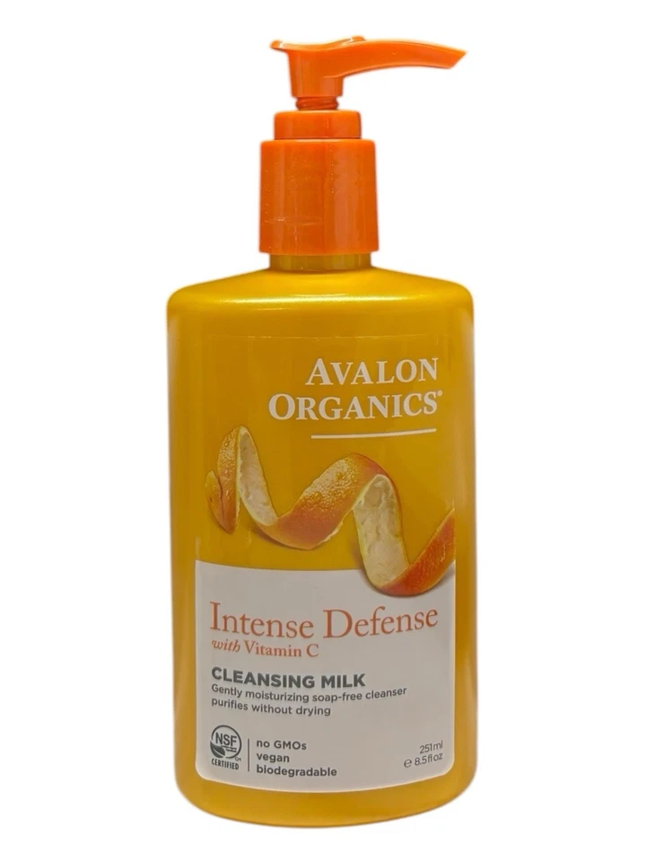 Leche limpiadora de defensa intensa Avalon Organics vitamina C no transgénica vegana 8,5 oz Foto 1 de 2