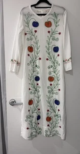 NWOT Suzie Kondi Floral Embroidered 100% Cotton Gauze Kaftan Dress Boho XS - Picture 1 of 10