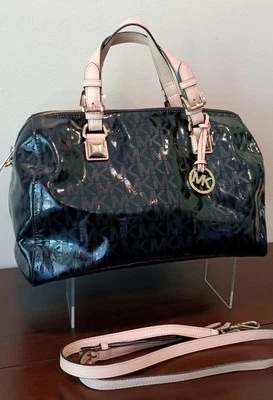 Michael Kors MK подпись лакированная кожа Lrge сумка черный спортивная Дамская сумка сумочка - Изображение 1 из 4