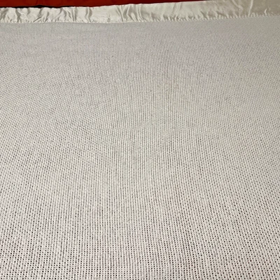 Ralph Lauren Satin Trim Blanket Soft Waffle Weave Light Cream Queen 90 X 90 - Image 1 of 4