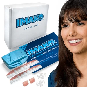 Paquete de 2 dientes cosméticos Imako® Premium grandes blanqueados blancos - cambio de imagen hágalo usted mismo - hecho en EE. UU. - Imagen 1 de 10