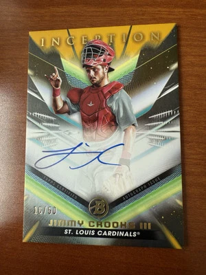 2023 Bowman Inception Auto Gold Foil /50 Jimmy Crooks III Auto Cardinals - Image 1 of 3
