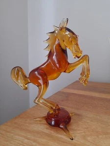 Vintage Bernstein & Braunglas Aufzucht Pferd - Murano? 18cm - Bild 1 von 8