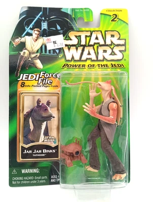 Star Wars Power of the Jedi Force File Jar Jar Binks & Droid Action Figure 2000 - Image 1 of 3
