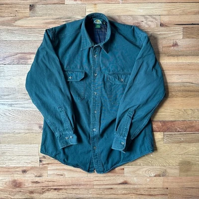 Cabelas Shirt Mens Large Green Long Sleeve Button Up Cotton Outdoor [21"x30"] - Image 1 of 4